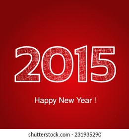Vector happy New Year 2015 on the red background