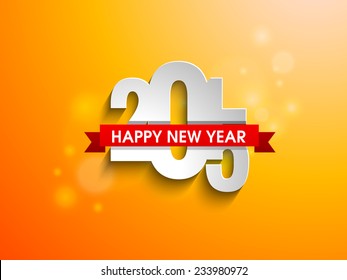 Vector Happy New year 2015 greeting card design with Stylish text and ribbon.