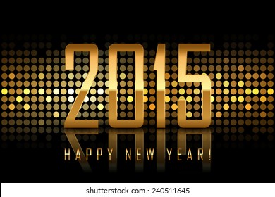 Vector - Happy New Year 2015 - gold disco lights frame