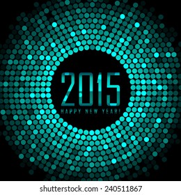 Vector - Happy New Year 2015 - turquoise disco lights frame