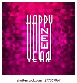 Vector Happy New Year  2016 typography colorful background. Pink Greeting card made in polygonal origami style. Vector illustration for holiday design. Party poster, banner, wallpaper or invitation.