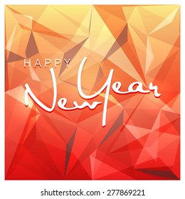 Vector Happy New Year - 2016 typography colorful background - Red & Orange Greeting card made in polygonal origami style. illustration for holiday design. Party poster, banner, wallpaper or invitation