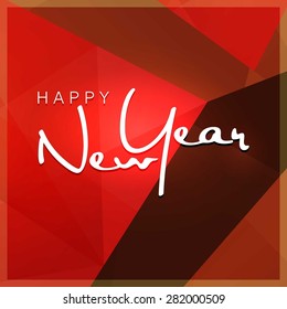 Vector Happy New Year - 2016 typography colorful background - Red and Brown Greeting card made in polygonal origami style. Vector illustration for holiday design. Party poster, banner, wallpaper