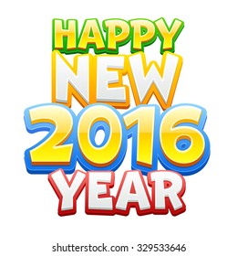 Vector Happy new year 2016 greeting card with colorful funny font