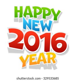 Vector Happy new year 2016 greeting card with colorful and playful  font