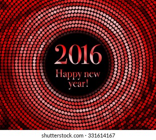 Vector - Happy New Year 2016 - red disco lights frame