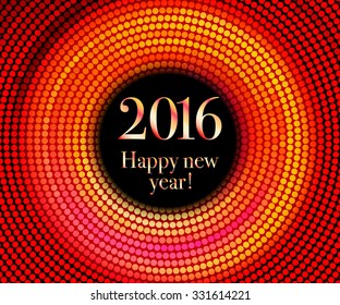 Vector - Happy New Year 2016 - gold disco lights frame. Vector illustration
