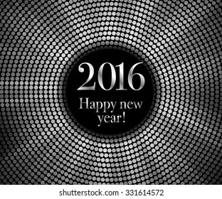 Vector - Happy New Year 2016 - frame with silver disco lights