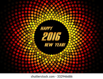 Vector - Happy New Year 2016 - red and yellow disco lights frame