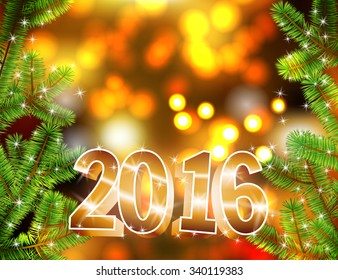 Vector happy new year 2016 background. Vector illustration with christmas tree for cards, advertising banners. The image merry christmas.