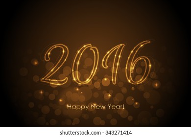 Vector Happy New Year 2016 background with glowing numbers