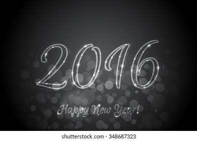Vector Happy New Year 2016 background with glowing numbers