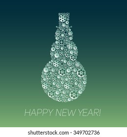 Vector Happy New Year 2016 greeting card with gears pattern