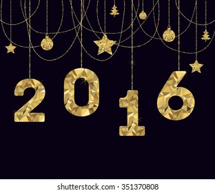 Vector Happy New Year 2016. Polygonal