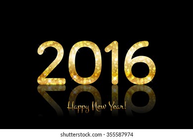 Vector Happy New Year 2016 background with shiny gold number