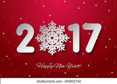 Vector Happy New Year 2017 background with paper cuttings