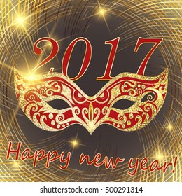 Vector happy New Year 2017 and Christmas. line Golden disk can be used as a frame, card, cover, background, website. EPC 10
