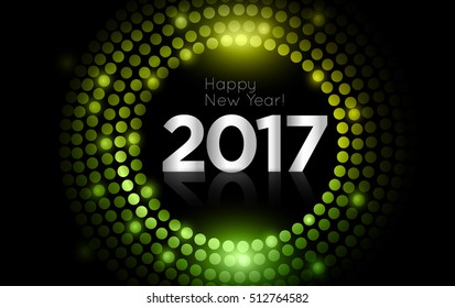 Vector - Happy New Year 2017 - gold disco lights frame