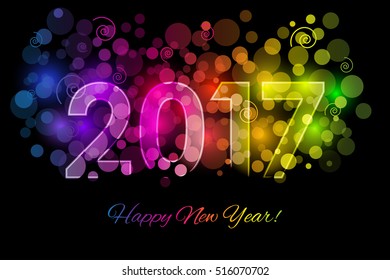 Vector Happy New Year - 2017 colorful background