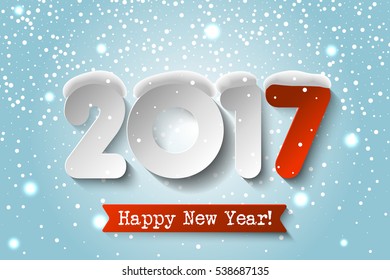 Vector Happy New Year 2017 background with paper numbers