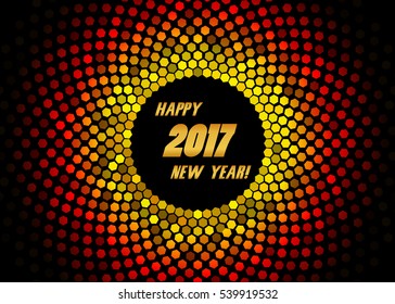 Vector - Happy New Year 2017 - red and yellow disco lights frame