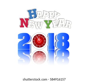 Vector - Happy New Year 2018, illustration