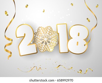 Vector Happy New Year 2018 background with gold paper cuttings