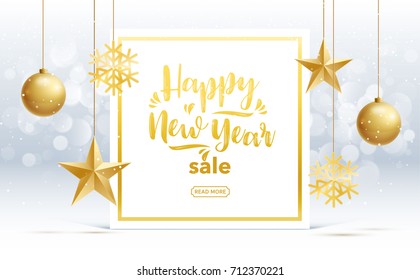 vector happy new year 2018 sale gold and black collors place for text christmas balls 
2019 2020