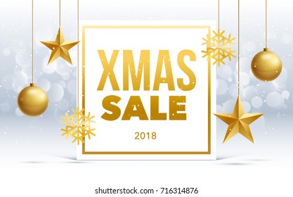 vector happy new year 2018 sale gold and black colors place for text christmas balls 2019