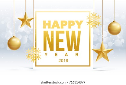 vector happy new year 2018 sale gold and black colors place for text christmas balls 2019 2020