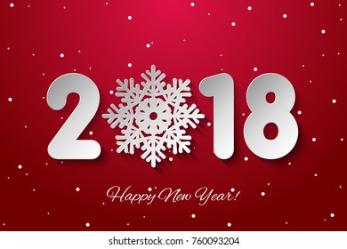 Vector Happy New Year 2018 background with paper cuttings