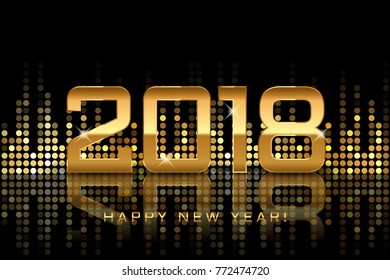 Vector - Happy New Year 2018 festive gold background