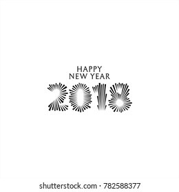 Vector of Happy New Year 2018 Black and White