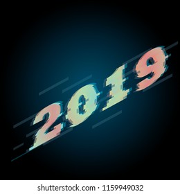 Vector Happy new year 2019. Test design for poster or banner. Annual bussines greeting.