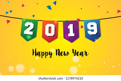 vector happy new year 2019 colorful design