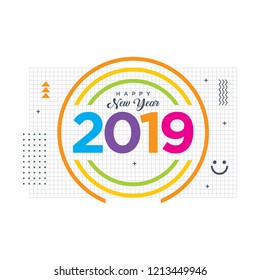Vector of Happy New Year 2019. Vector eps 10