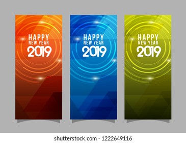 Vector HAPPY NEW YEAR 2019 banner / poster / bunting. Celebration new year design.