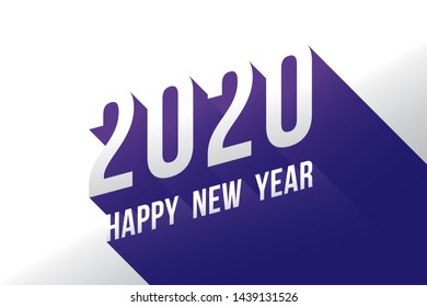 Vector Happy New Year 2020 design with text on white background.