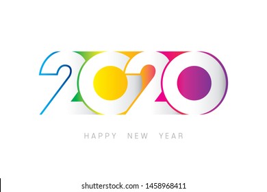 Vector Happy New Year 2020 with text design isolated on white background.