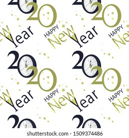 Vector Happy New Year 2020 text design seamless pattern. New year 2020.