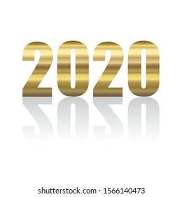Vector Happy New Year 2020 Gold isolated on White Background, illustration, EPS10.
