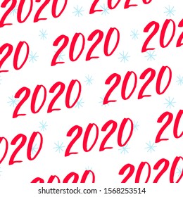 Vector Happy New Year 2020 text design seamless pattern. New year 2020.