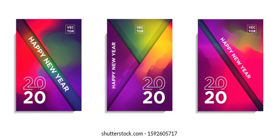Vector Happy New Year 2020. Colorful Gradient. 