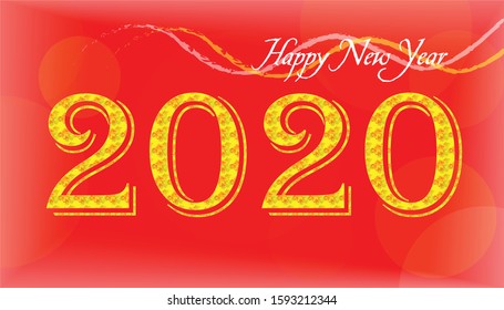 Vector happy new year 2020 has a red background.