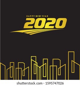 Vector Happy New Year 2020 with colour modern text and number design