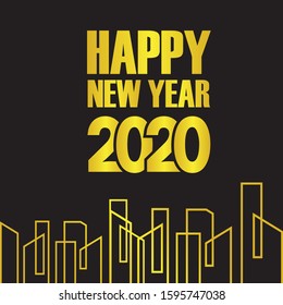 Vector Happy New Year 2020 with colour modern text and number design