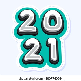 Vector Happy New Year 2021 cute greeting card for Children. Funny Alphabet Letters, Numbers, Symbols. Multicolored Font contains Graphic Style