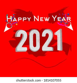 vector happy new year 2021 with red background. good for banners and greeting cards