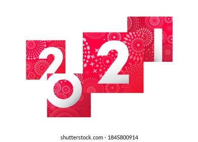 Vector Happy New Year 2021 with fireworks and text design.