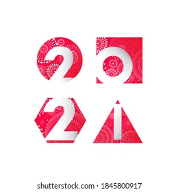 Vector Happy New Year 2021 with fireworks and text design.